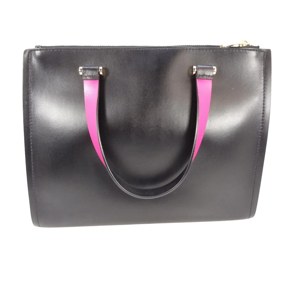 Kate Spade Arbour Hill Kyra New York Black Hot Pink Leather Tote Bag Wallet Set - Picture 4 of 12